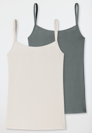 Spaghetti strap tops 2-pack sand/jade - Modal Essentials