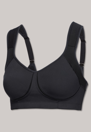 Sport-BH gemodelte Cups bügellos High Support schwarz - Active