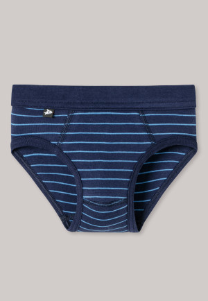 Sports briefs fine rib organic cotton soft waistband stripes shark blue - Capt'n Sharky