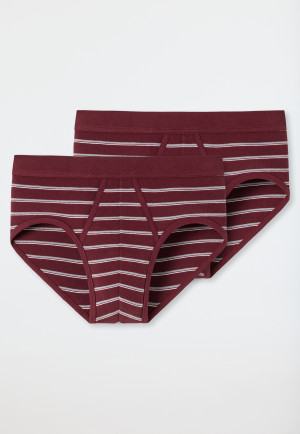 Lot de deux slips de sport en tissu côtelé avec ouvertures, rayures bordeaux - Original Classics