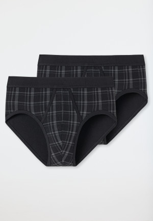 Sports fine rib double pack with fly-front fine rib black plaid pattern - Original Classics