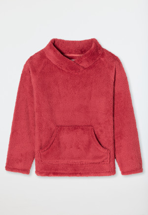Sweater fleece met voorzak en opstaande kraag, fel rood- Mix+Relax Lounge