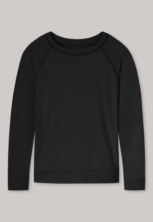 Sweatshirt Tencel manchetten zwart - Mix+Relax
