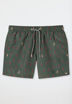 Zwemshort chili-pepers olijf patroon - Aqua