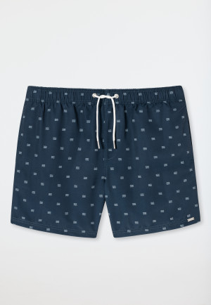 Zwembroek geweven stof donkerblauw patroon - Marineland