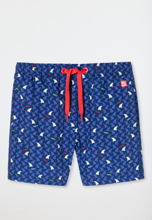 Swim shorts woven fabric recycled SPF40+ shark fish multicolor - Rat Henry