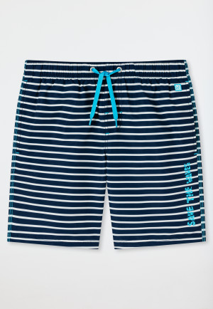 Swim shorts woven fabric recycled SPF40 + stripes dark blue - Nautical