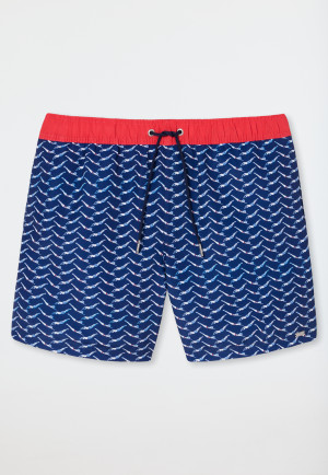 Badeshorts Webware Schwimmer gemustert rot - Casual Swim