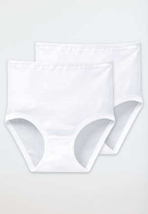 Waist panties, 2-pack, fine rib, white - Original Fine Rib