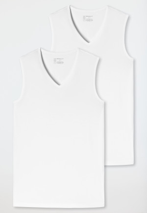 Tanktops 2-pack biologisch katoen V-hals wit - 95/5