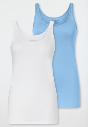 Top 2-pack Organic Cotton white/light blue - 95/5 Organic