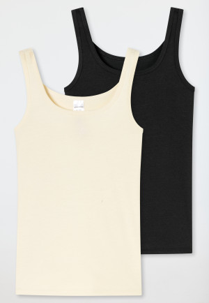 Top confezione doppia in Organic Cotton nero / bianco sporco - 95/5