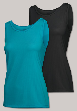 Tank Top 2-pack turquoise/zwart - Active Mesh Light