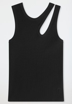 Trägertop Doppelripp Cutout schwarz - SCHIESSER 150 Years