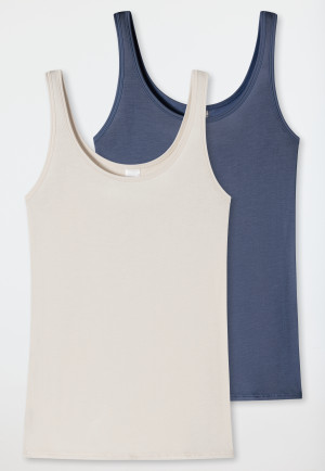 Trägertops 2er-Pack sand/blau - Modal Essentials