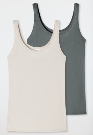 Trägertops 2er-Pack sand/jade - Modal Essentials