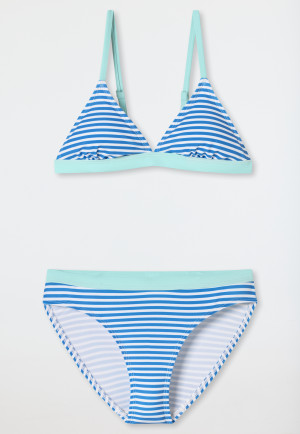 Triangle bikini set knitwear SPF40+ recycled stripes aquarium - Aqua