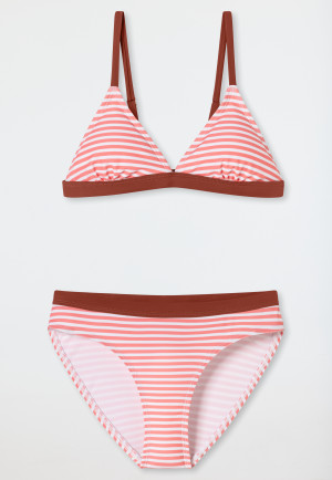 Triangle bikini set knitwear SPF40+ recycled stripes pink - aqua