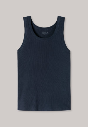 Unterhemd Doppelripp Organic Cotton dunkelblau - Retro Rib