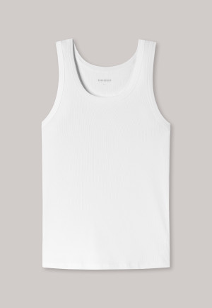 Unterhemd Doppelripp Organic Cotton weiß - Retro Rib