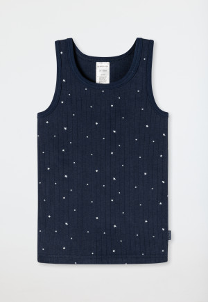 Canottiera in Tencel con cotone biologico filato lucido, motivo di stelle, blu scuro - Original Classics
