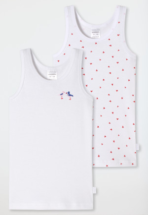 Unterhemden 2er-Pack Feinripp Organic Cotton Herzen Möwen weiß - Natural Love