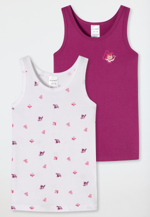 Unterhemden 2er-Pack Feinripp Organic Cotton Zauberin Eulen beere/weiß - Cat Zoe