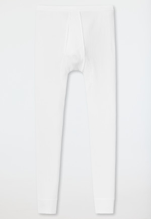 Mutande lunghe con patta a doppia costa di colore bianco - Original Doppelripp