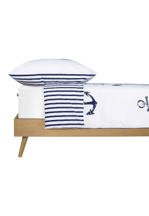 Biancheria da letto reversibile 2 pezzi Renforcé a strisce d'ancora bianco/navy - SCHIESSER Home