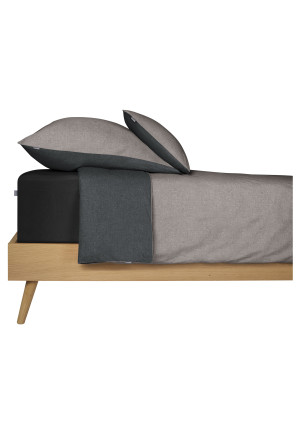 Biancheria da letto reversibile in 2 pezzi realizzata in tessuto Renforcé di colore grigio-antracite - SCHIESSER Home