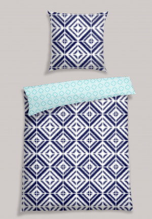Biancheria da letto reversibile composta da 2 pezzi, renforcé, blu navy-menta: SCHIESSER Home