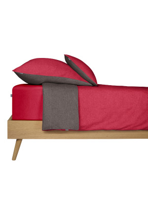 Parure de lit de lit réversible 2 pièces Renforcé, rouge et anthracite  SCHIESSER Home
