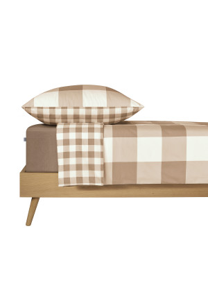 Reversible bed linen two-piece Renforcé sand chequered - SCHIESSER Home