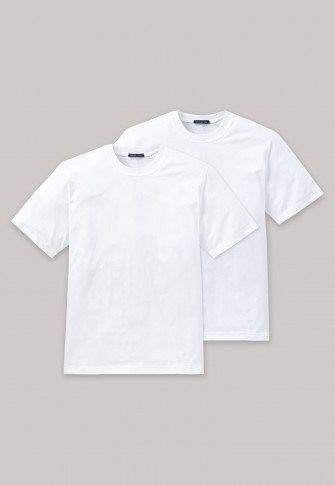 2 Pack White American T Shirts Round Neck Essentials Schiesser