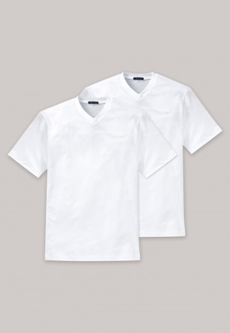 American T Shirts V Ausschnitt 2er Pack Weiss Essentials Schiesser