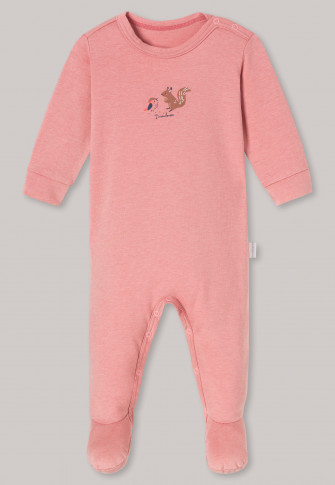 Babyanzug lang mit Fuß Organic Cotton Natural Dye Waldtiere rosa - Natural Love
