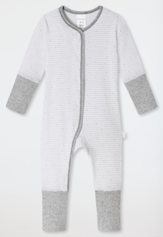Baby suit long with vario unisex fine rib organic cotton stripes white/light gray - Original Classics