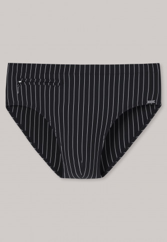Costume da bagno dotato di tasca con zip realizzato in tessuto a maglia riciclato con strisce nere - Nautical Casual