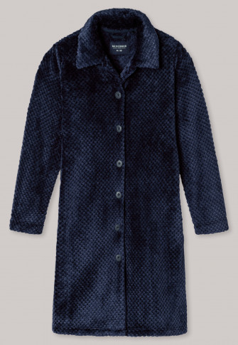 Manteau polaire bleu foncé avec patte de boutonnage et col - selected! premium inspiration