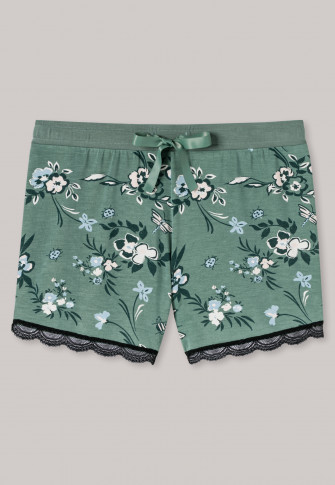 Pantaloni corti in pizzo con stampa floreale color kaki - Mix + Relax