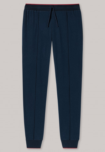Lange broek met boordjes en strepen, nachtblauw - Mix + Relax