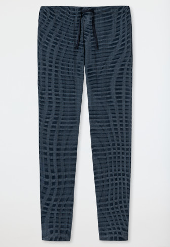 long lounge pants jersey dark blue and light blue check - Mix & Relax Cotton