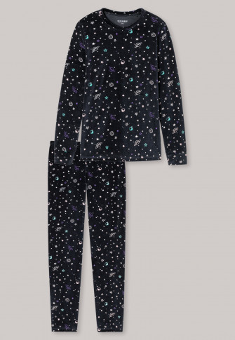 Pyjama long bords-côtes Nicky planète anthracite - Cosmic