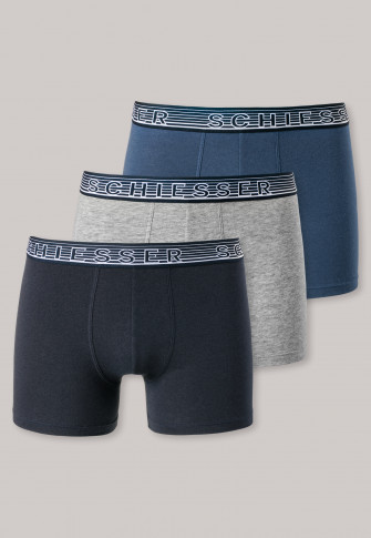 Boxer briefs 3-pack organic cotton denim blue/midnight blue/heather gray - 95/5