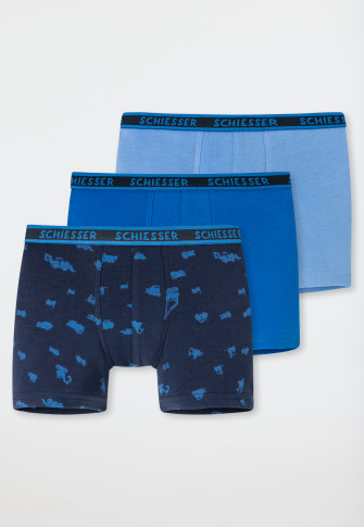 Boxer briefs 3-pack organic cotton woven elastic waistband excavator blue - 95/5