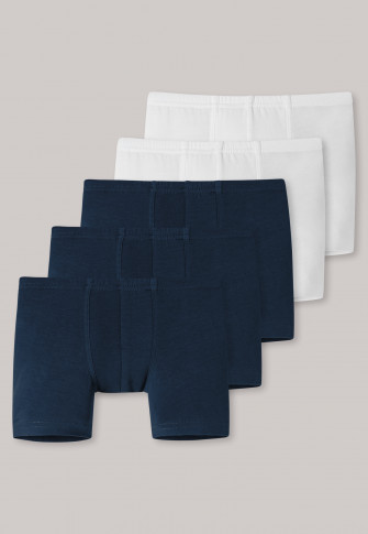 Shorts 5-pack organic cotton zachte lintsluiting donkerblauw/wit - 95/5