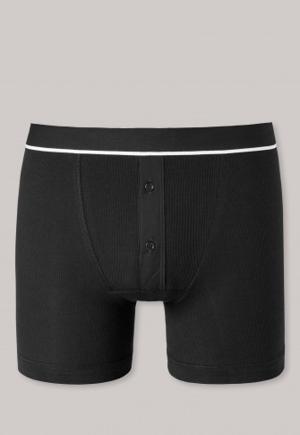 Pantaloncini a doppia costa in cotone biologico, nero - Retro Rib