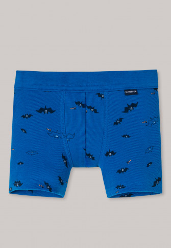 Pantaloncini a doppia costa realizzati in cotone biologico dotati di morbido elastico in vita, pipistrelli, blu: Rat Henry