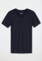 Shirt met korte mouwen, jersey, elastisch, v-hals, blauwzwart - Long Life Soft