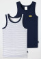 Canottiere, confezione da 2, a costine sottili, modello "Bagger", A righe blu scuro/bianco - Multipack a costine sottili